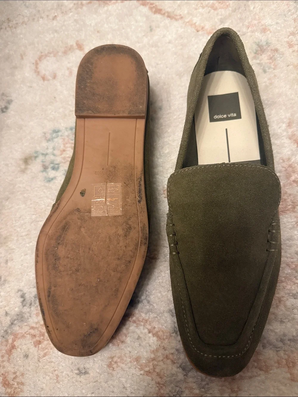 Dolce Vita Olive Green Suede Slip-On Loafers